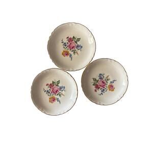 Vintage Scio Pottery Hazel Pink Rose Floral 6” Saucer Plates Gold Trim Set of 3